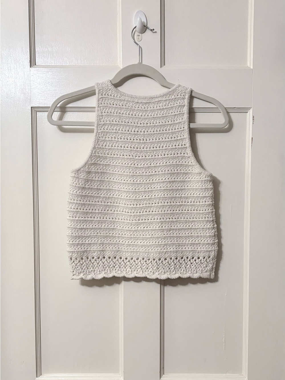 Madewell Kellen Crocheted Cream Sweater Tank with Scalloped Hem - Picture 6 of 8